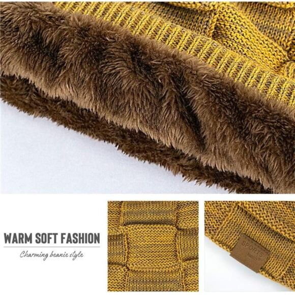 Slouchy Beanie Hats for Men Yellow - Picture 5 of 7